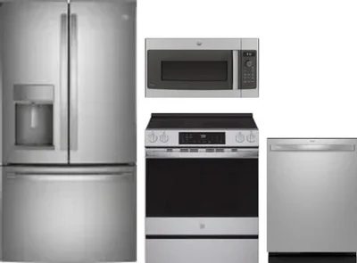 4 Piece Package Includes Refrigerator, Range, Microwave And Dishwasher